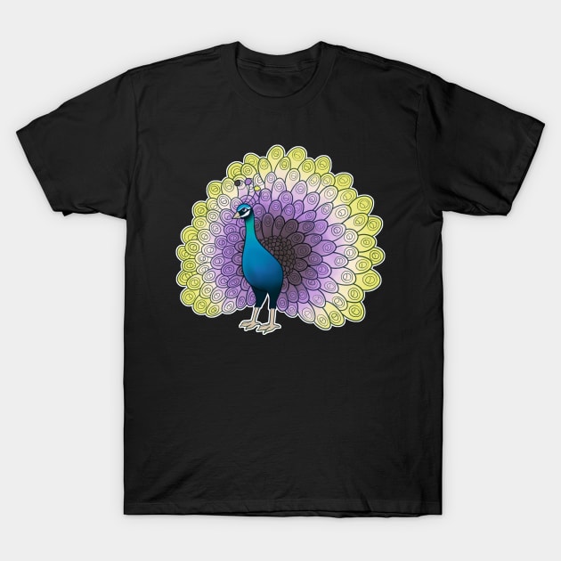 Non-Binary Pride Peacock T-Shirt by celestialuka